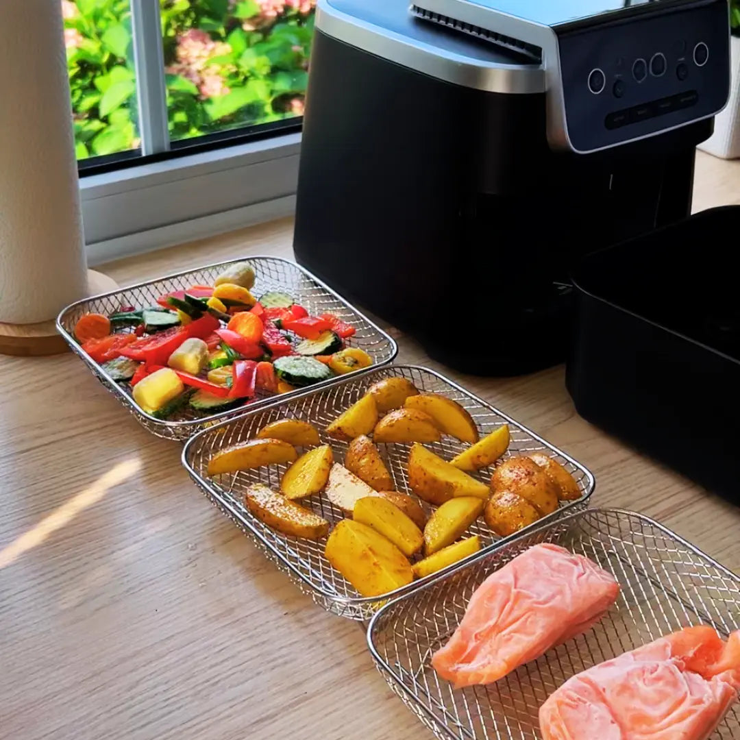 Air Fryer Baskets Stackable Stainless Steel Set of 3