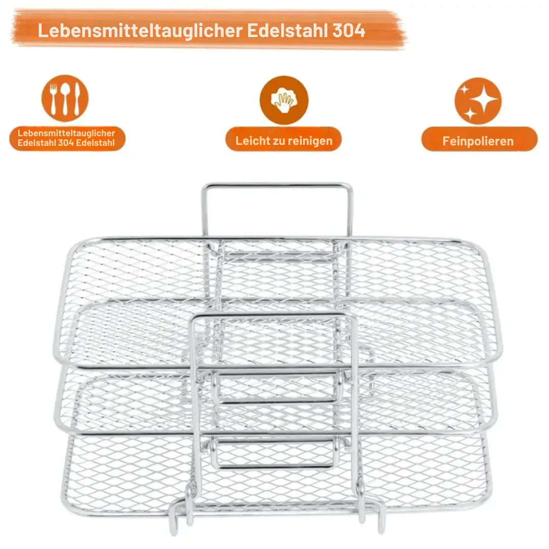 Air Fryer Rack Three-Tier 304 Stainless Steel Removable Levels