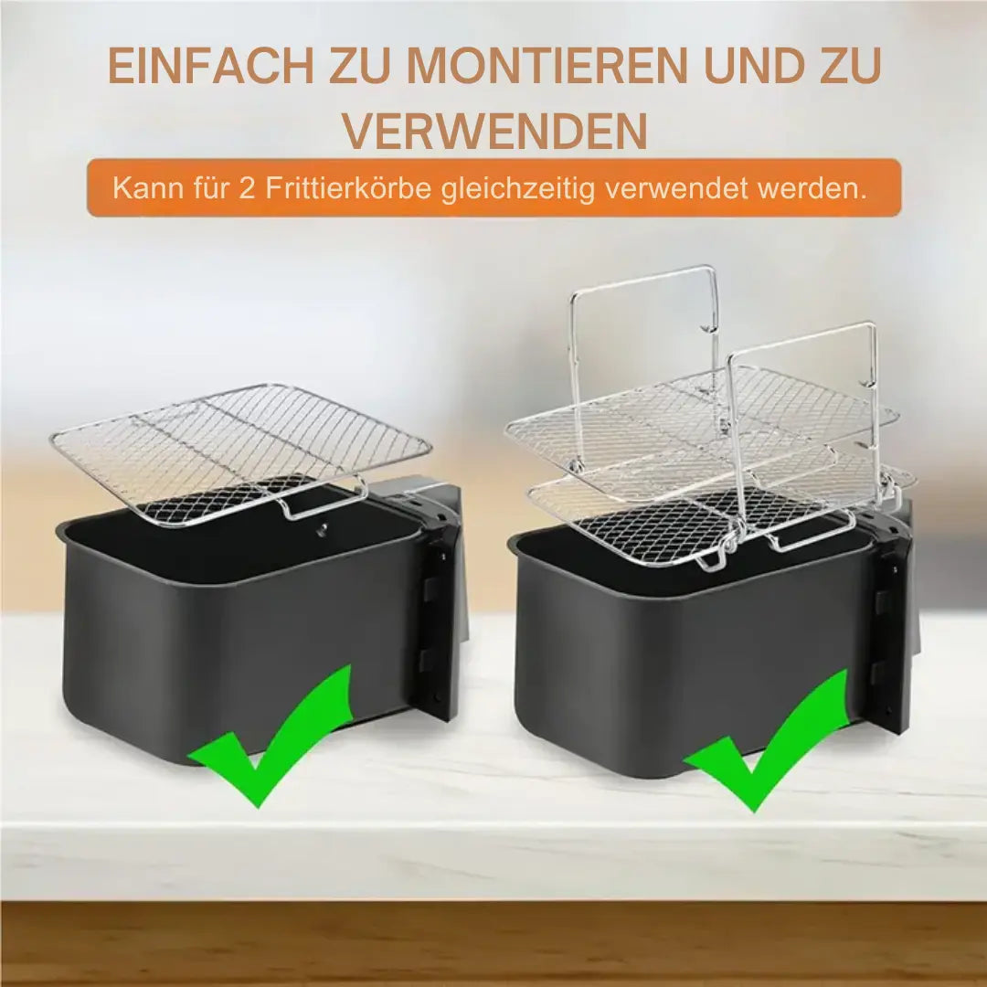 Air Fryer Rack Three-Tier 304 Stainless Steel Removable Levels