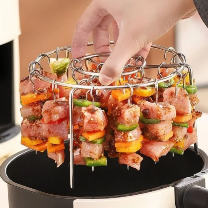 Air Fryer Skewer Attachment Rotating Stainless Steel Dishwasher Safe