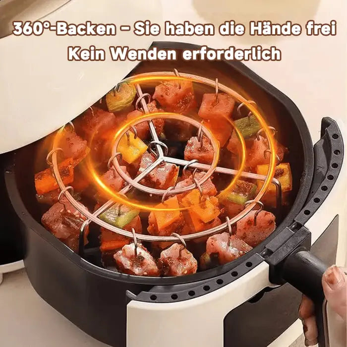 Air Fryer Skewer Rack Non-Stick Stainless Steel Smoke-Free