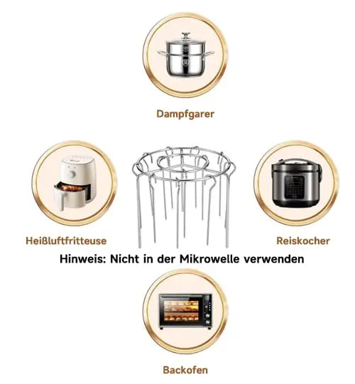 Air Fryer Skewer Rack Non-Stick Stainless Steel Smoke-Free