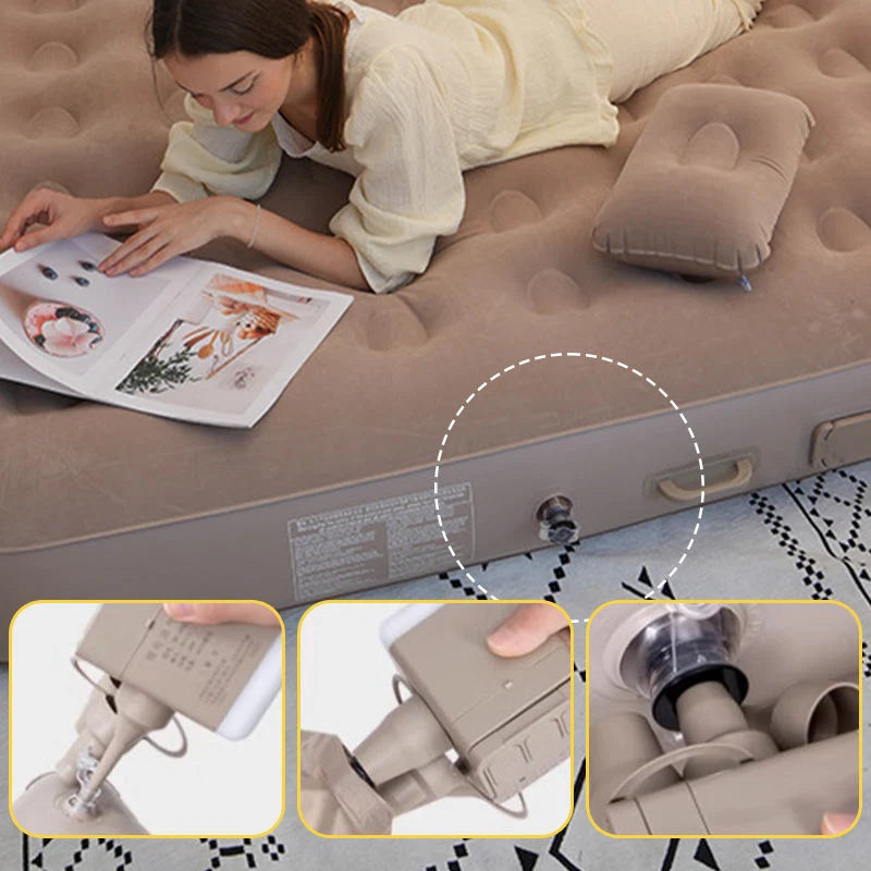 Air Mattress Built-In Battery Pump Honeycomb Support