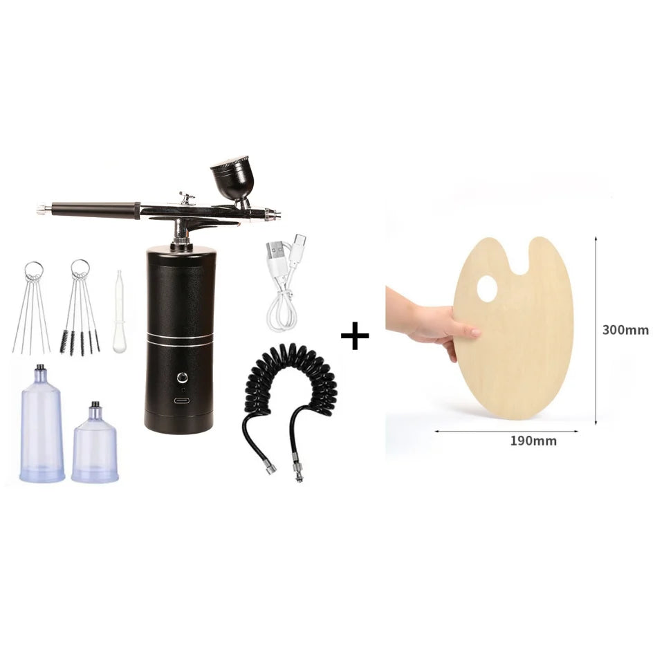 Airbrush Gun Cordless & Rechargeable Adjustable Pressure Precision Nozzle