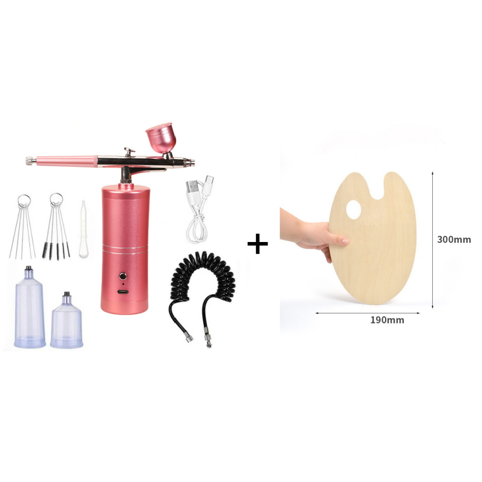 Airbrush Gun Rechargeable Cordless 3 Interchangeable Nozzles