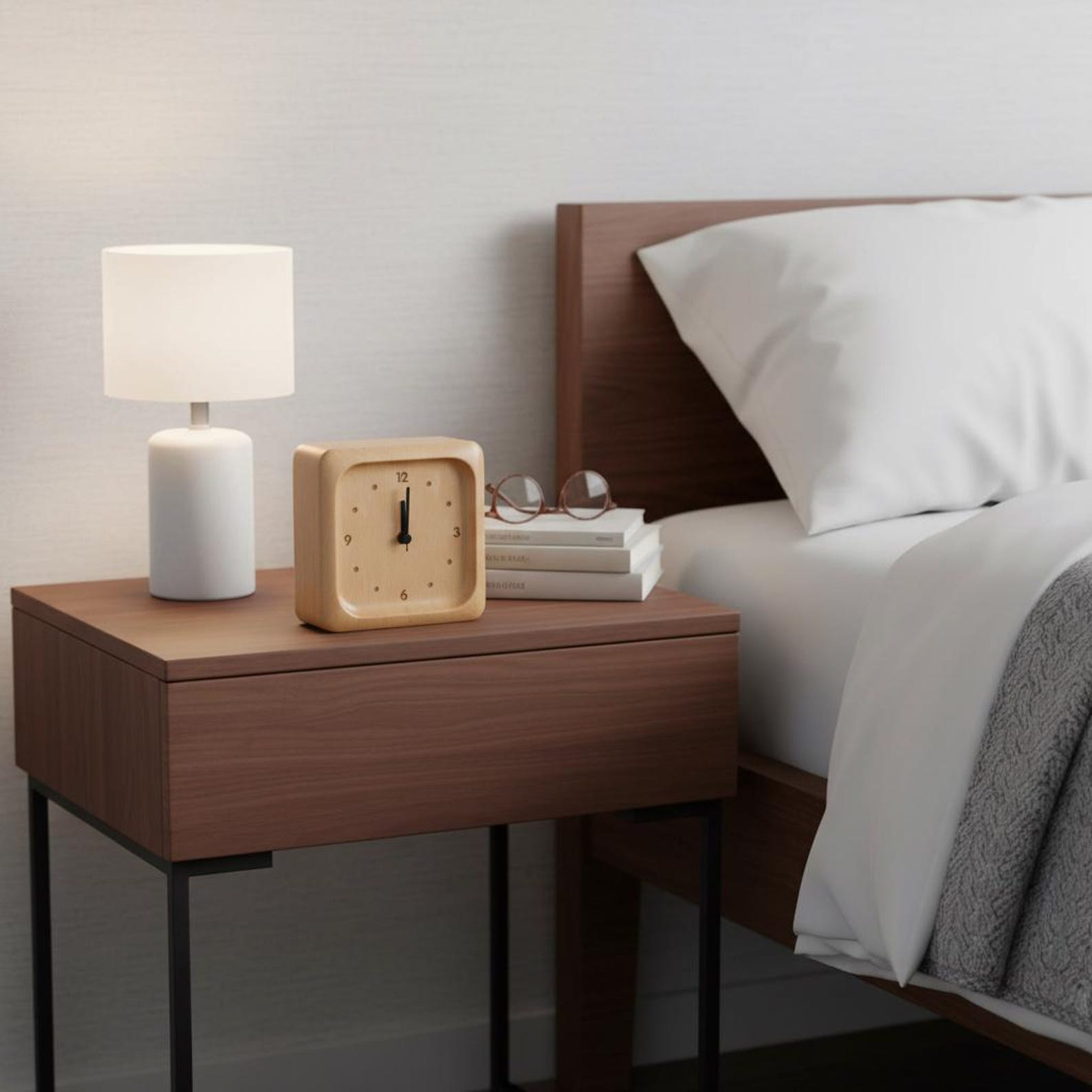 Alarm Clock Beech Wood Silent Quartz Snooze