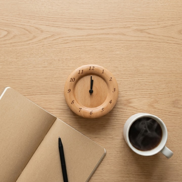 Alarm Clock Beech Wood Silent Quartz Snooze