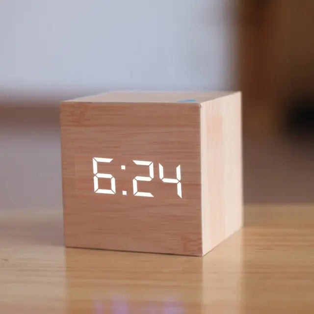 Alarm Clock LED Time Date & Temperature Compact Cube