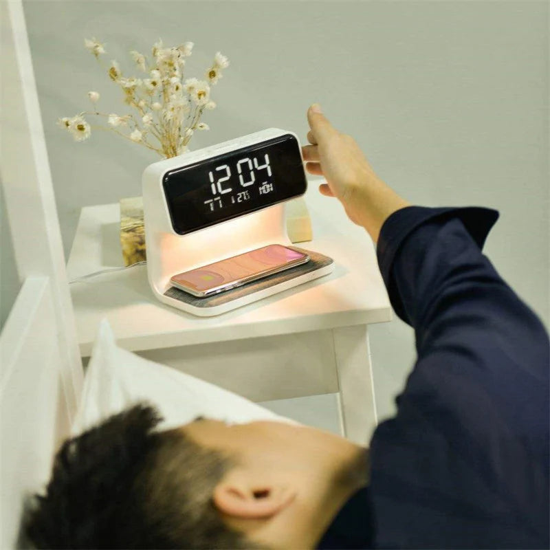Alarm Clock Wireless Charger & Dimmable Night Light