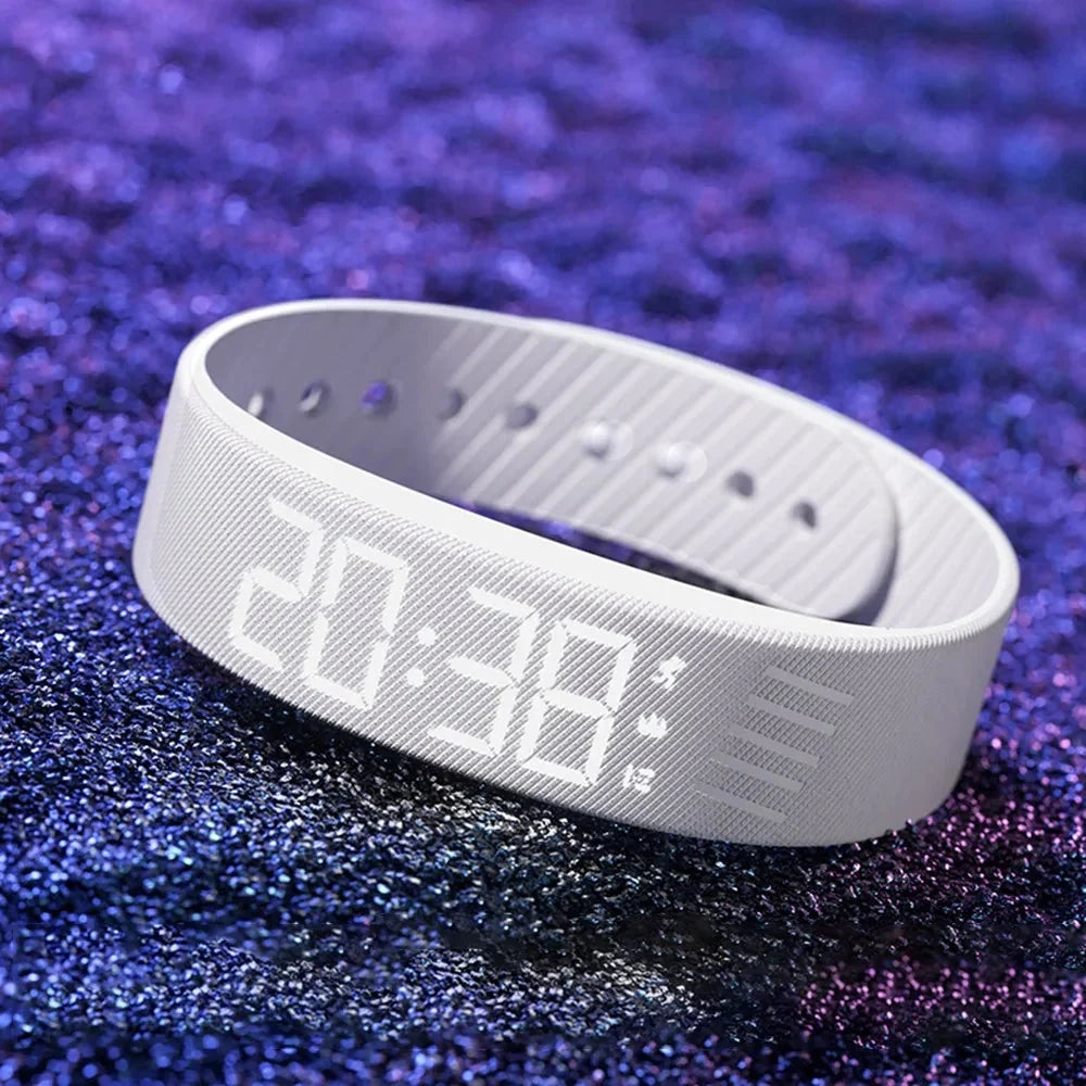 Alarm Wristband Silent Vibration LED Time Adjustable Silicone Band