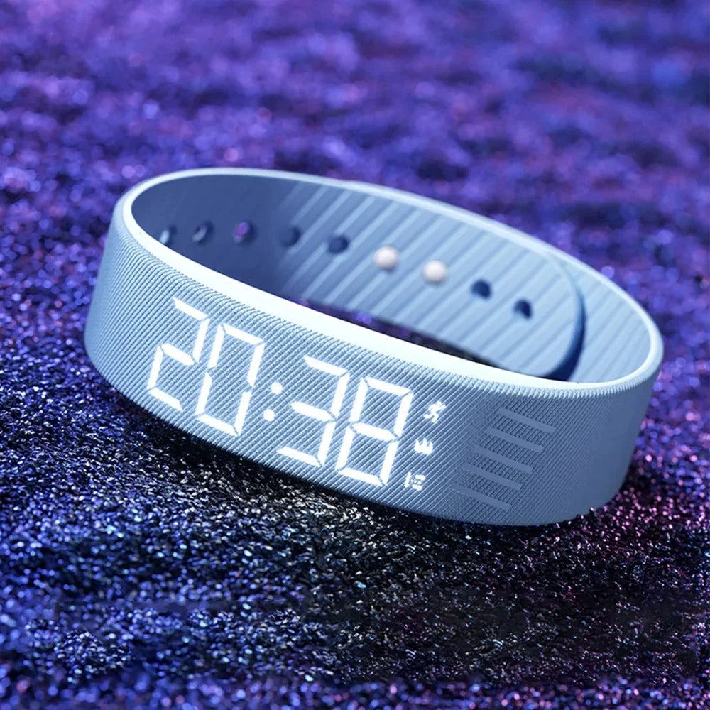 Alarm Wristband Silent Vibration LED Time Adjustable Silicone Band