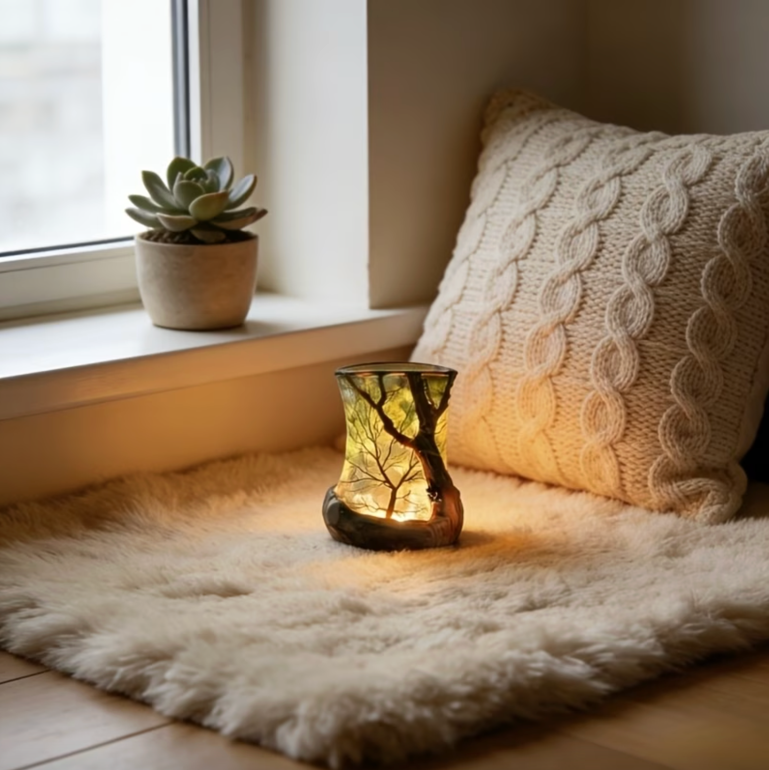 Ambient Night Light Forest Shadow Projection Warm LED & Battery-Powered