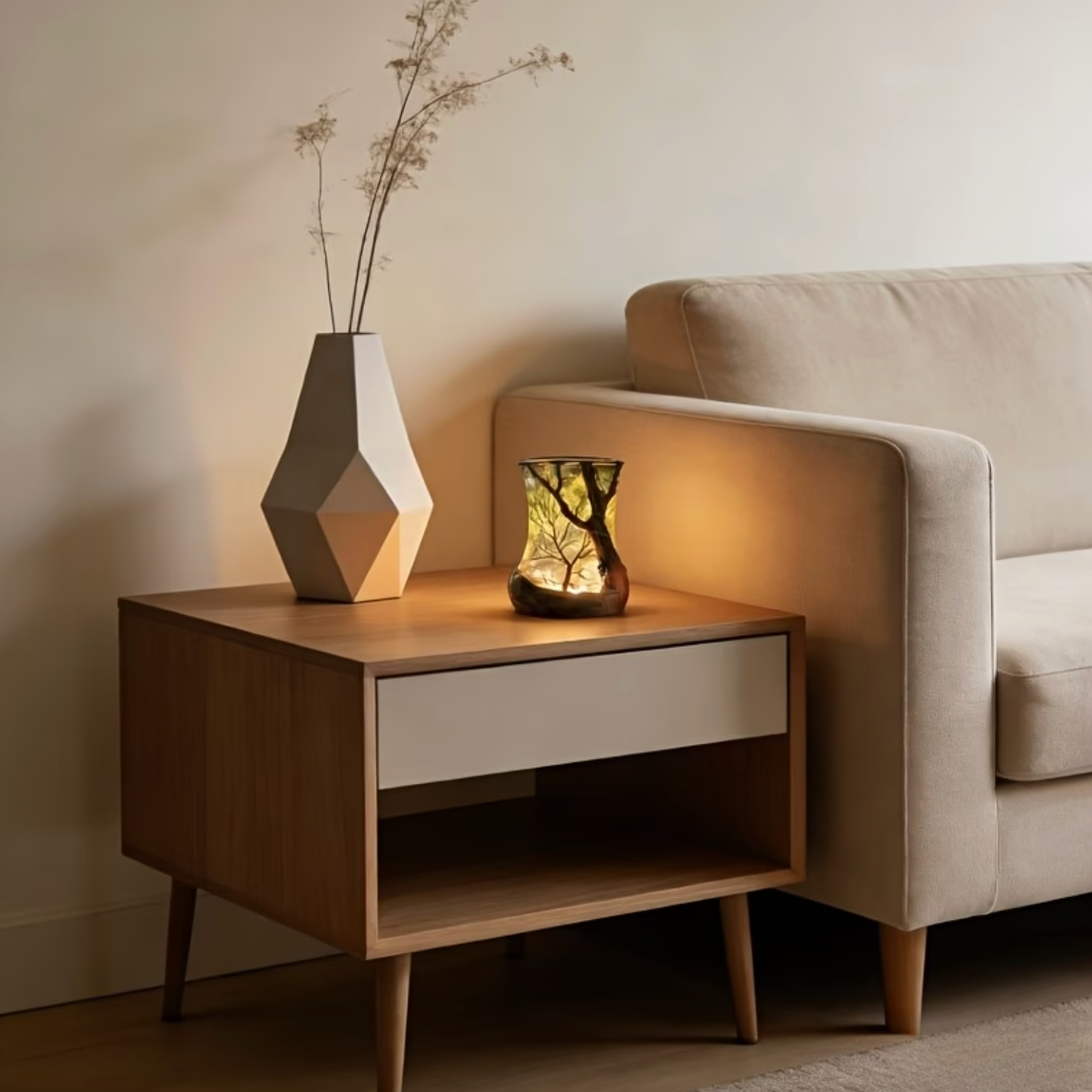 Ambient Night Light Forest Shadow Projection Warm LED & Battery-Powered