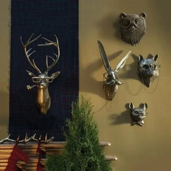 Animal Head Wall Decoration Hand-Painted Resin