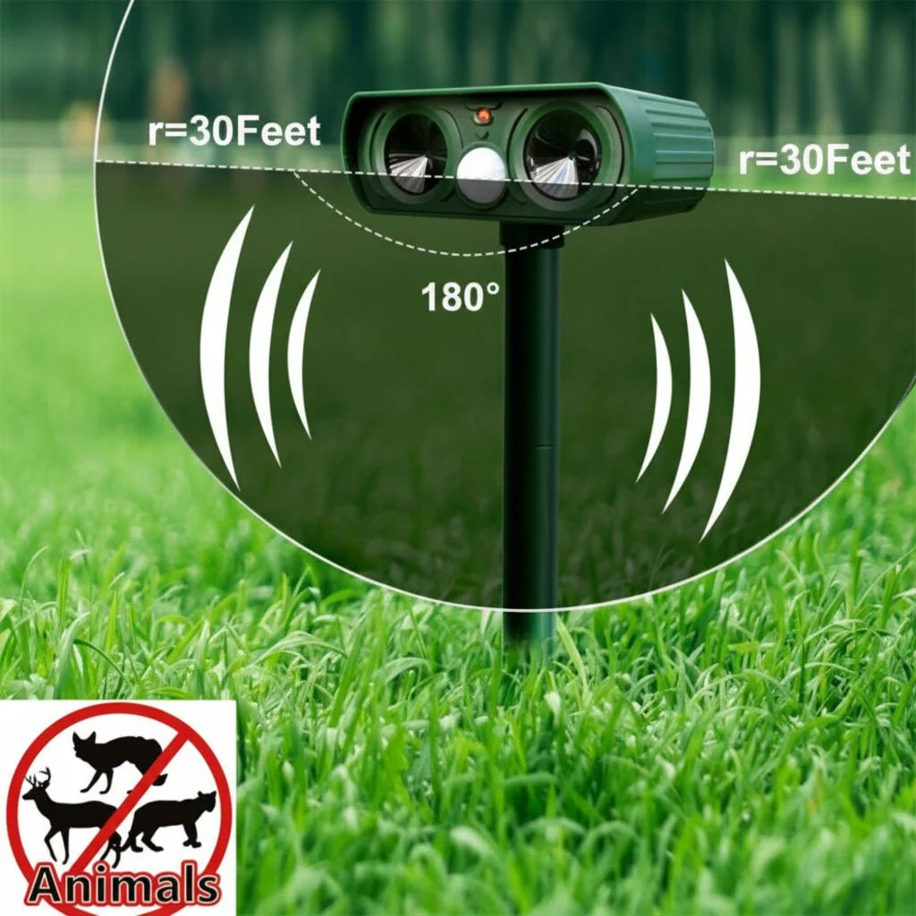 Animal Repellent Solar-Powered Motion-Activated Ultrasonic