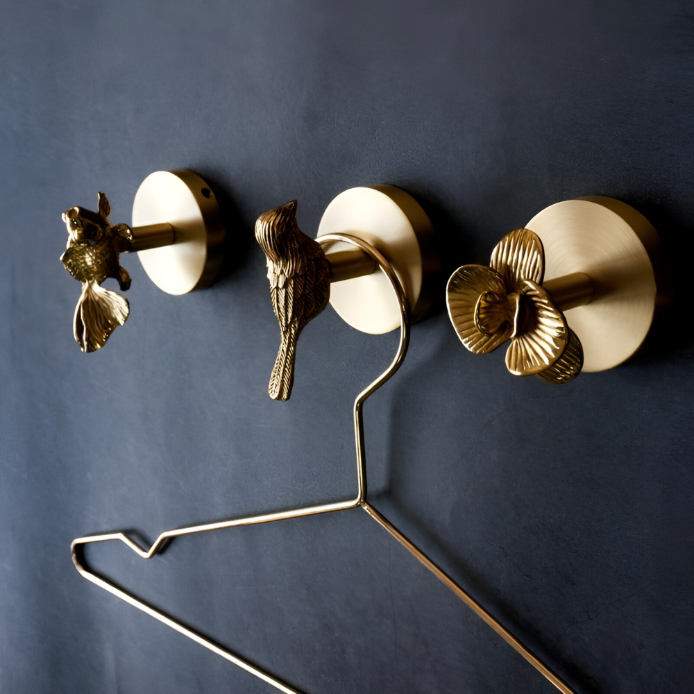 Animal Wall Hook Solid Copper Gold Finish