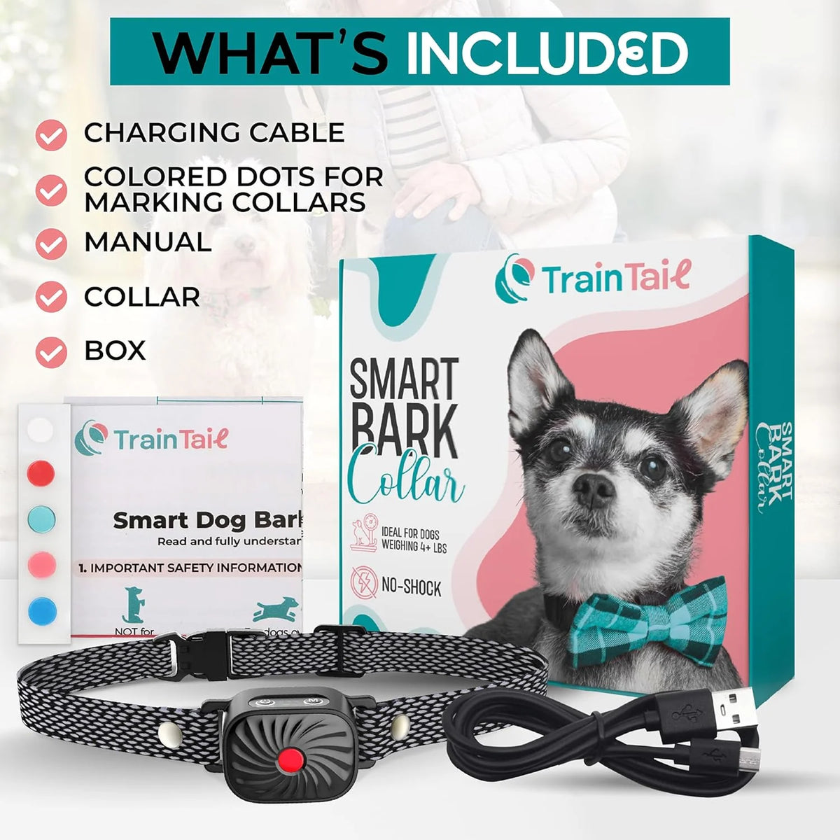 Anti-Bark Collar Small Dogs Sound & Vibration Intelligent Detection
