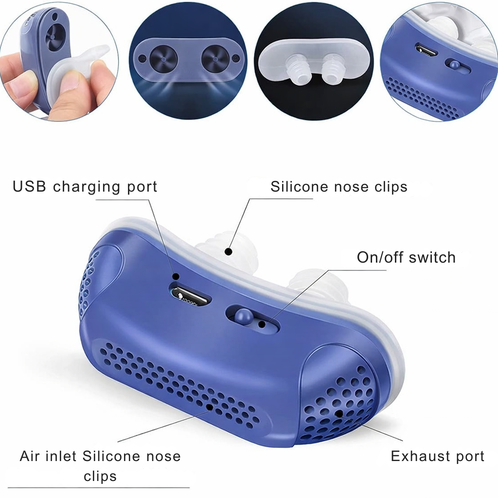 Anti-Snore Nasal Device Mask-Free Whisper-Quiet USB Rechargeable