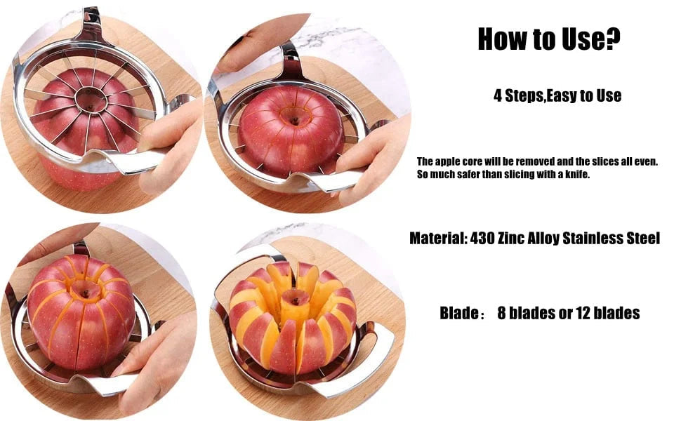 Apple Slicer Stainless Steel 12 Even Wedges & Core Removal