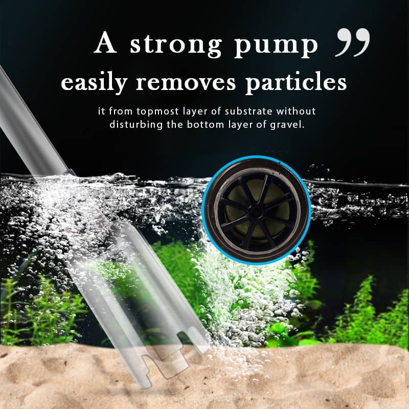 Aquarium Gravel Cleaner Battery-Powered Fine Filter Bag Adjustable Pipe