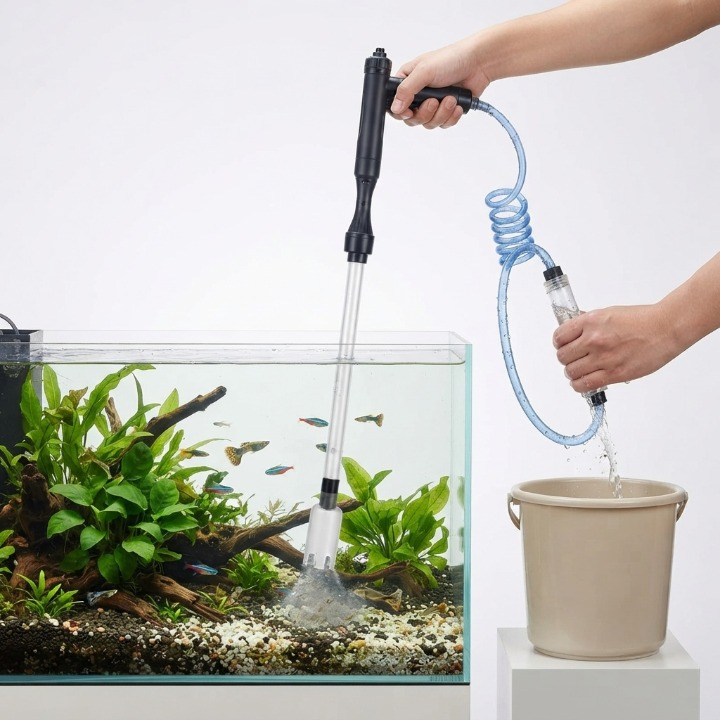 Aquarium Gravel Vacuum Automatic Battery-Powered Connectable Tubes
