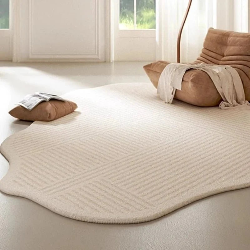 Area Rug Wave-Textured Soft Pile Cream White