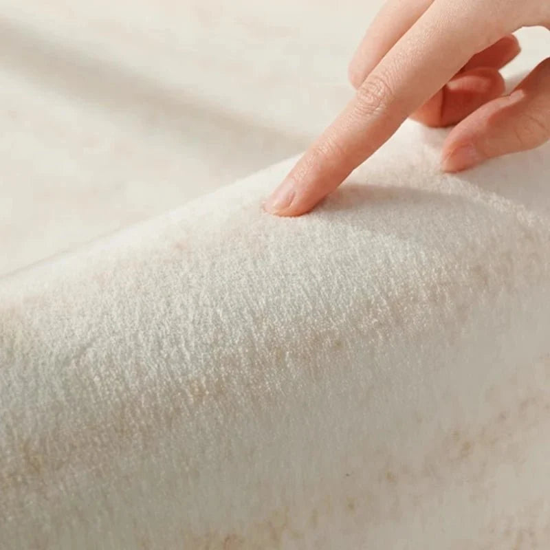 Area Rug Wave-Textured Soft Pile Cream White