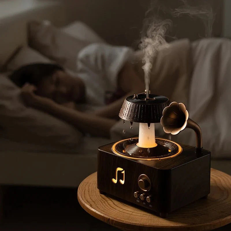 Aroma Diffuser Vintage Gramophone Rainwater Effect LED Mood Light