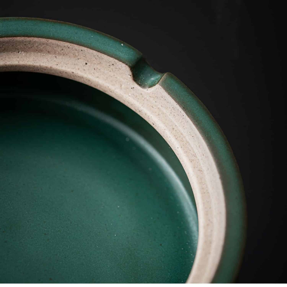 Ashtray Handmade Glazed Ceramic Wooden Lid With Slot