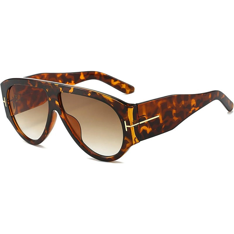Aviator Sunglasses Oversized UV400 Metal-Detail Frame