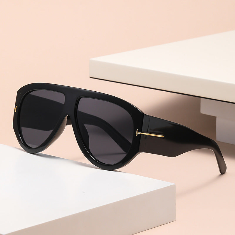 Aviator Sunglasses Oversized UV400 Metal-Detail Frame