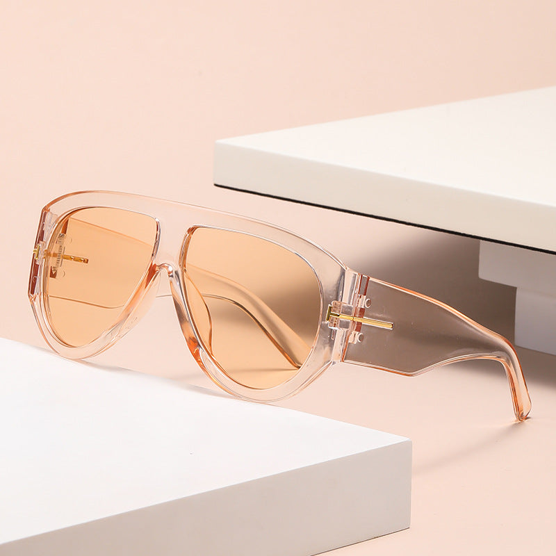 Aviator Sunglasses Oversized UV400 Metal-Detail Frame