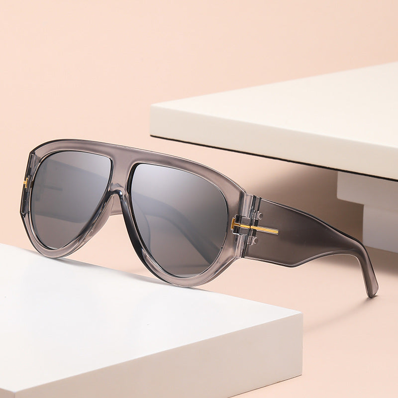 Aviator Sunglasses Oversized UV400 Metal-Detail Frame