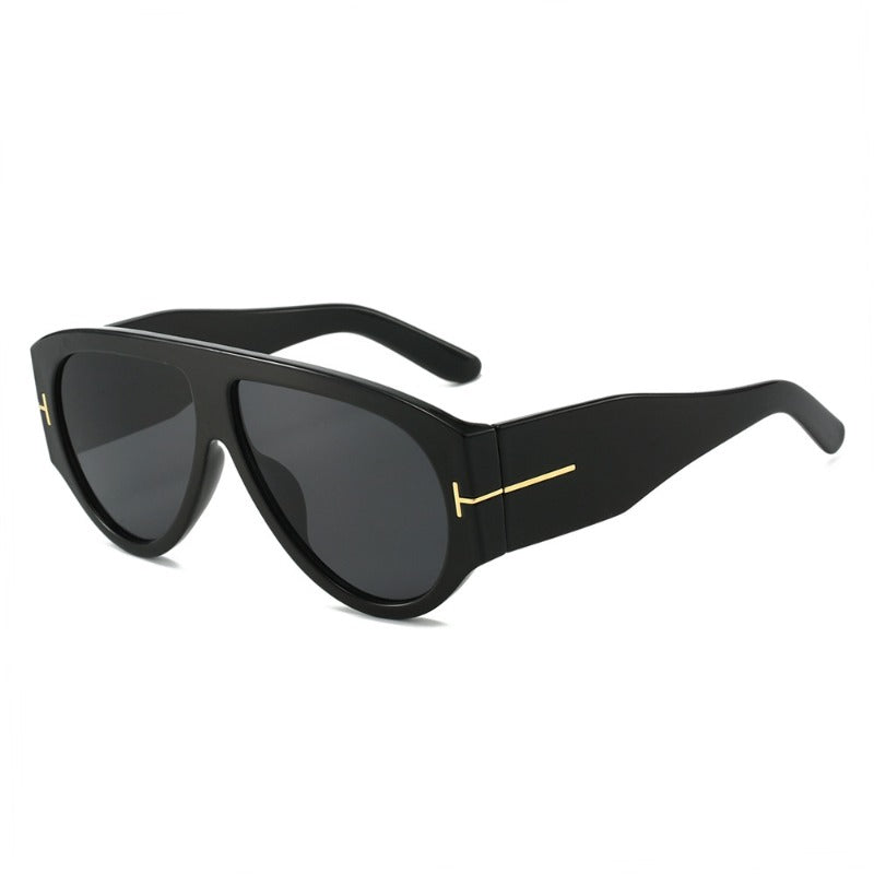 Aviator Sunglasses Oversized UV400 Metal-Detail Frame