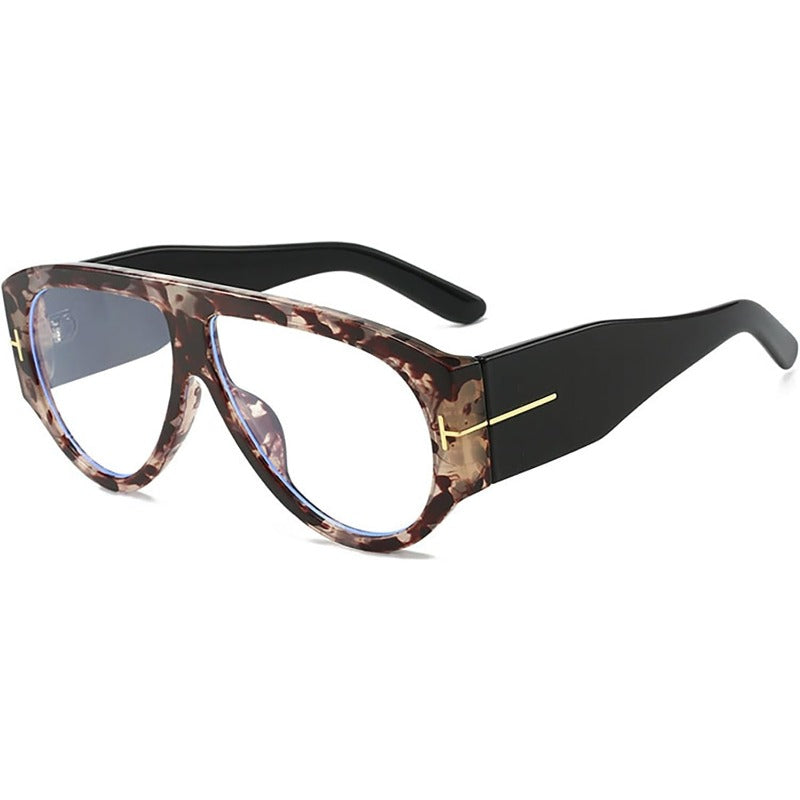 Aviator Sunglasses Oversized UV400 Metal-Detail Frame