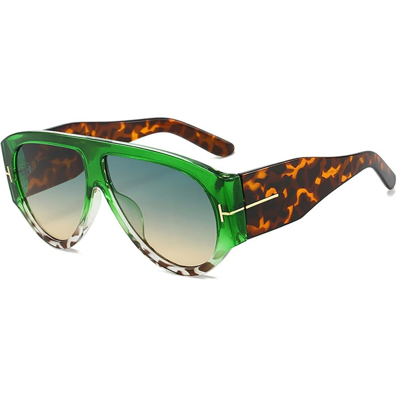 Aviator Sunglasses Oversized UV400 Metal-Detail Frame