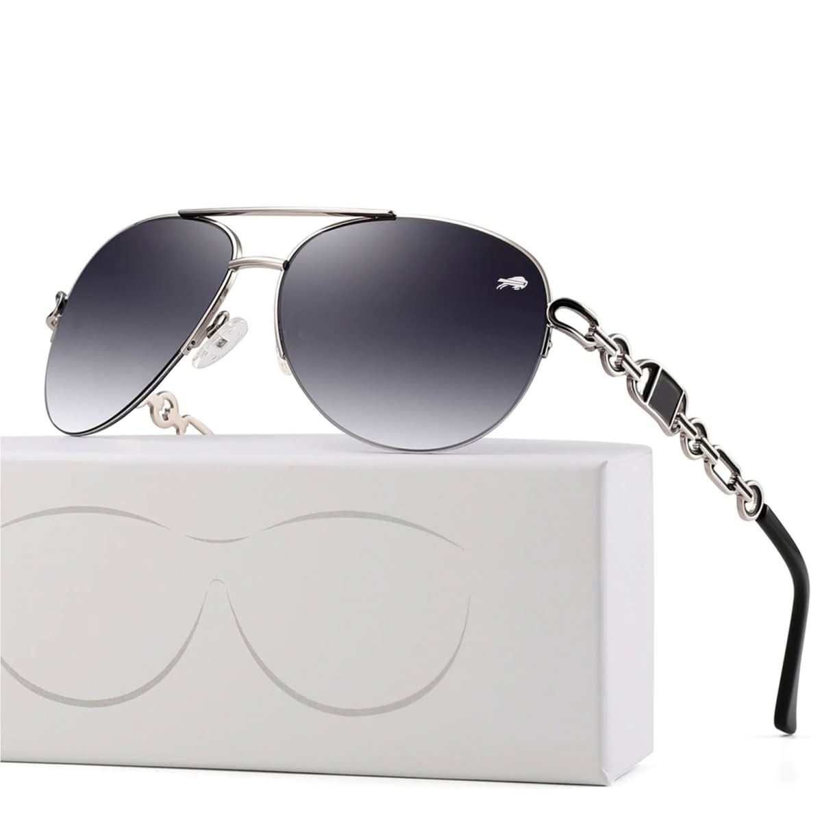 Aviator Sunglasses Polarized UV400 Chain Temple Detail