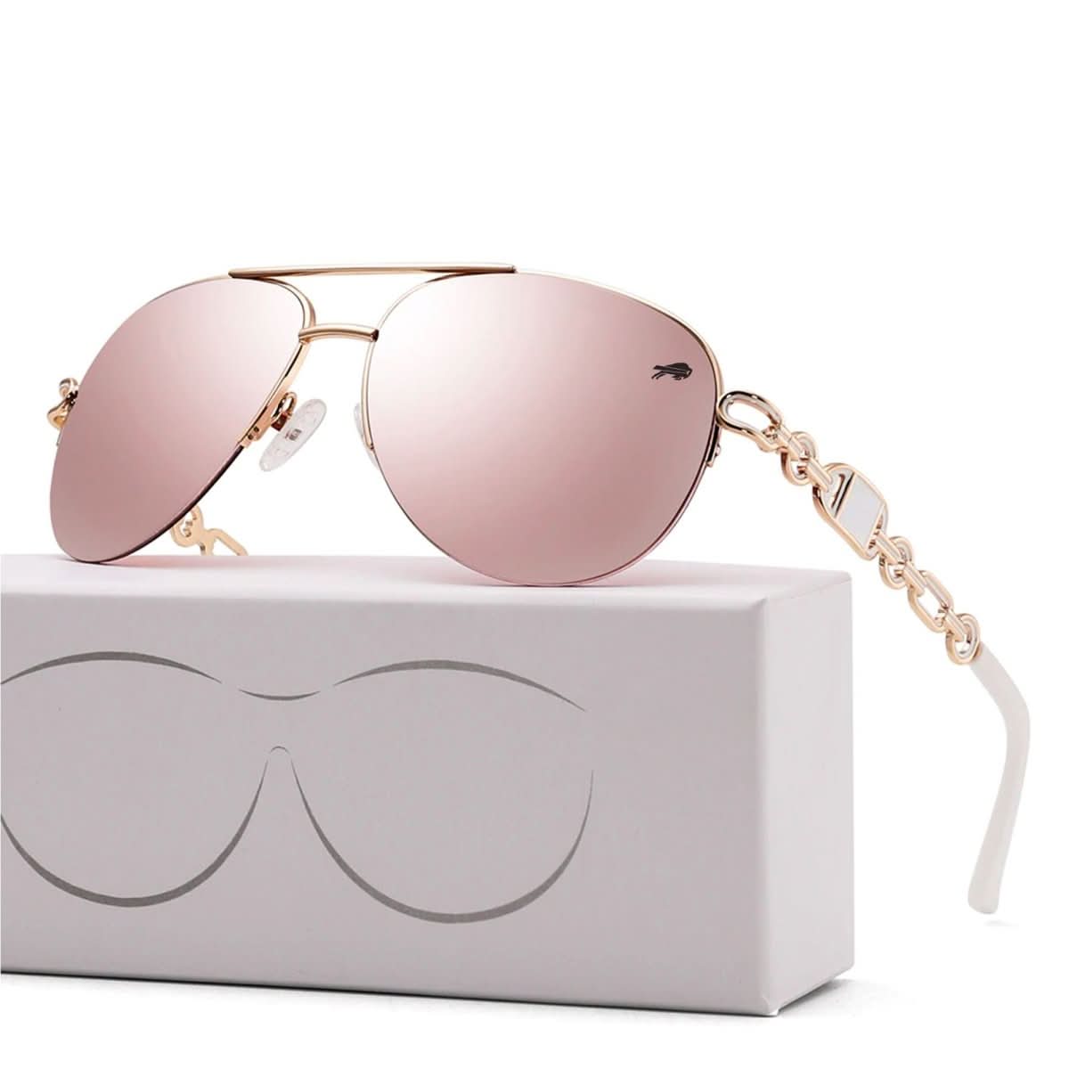 Aviator Sunglasses Polarized UV400 Chain Temple Detail