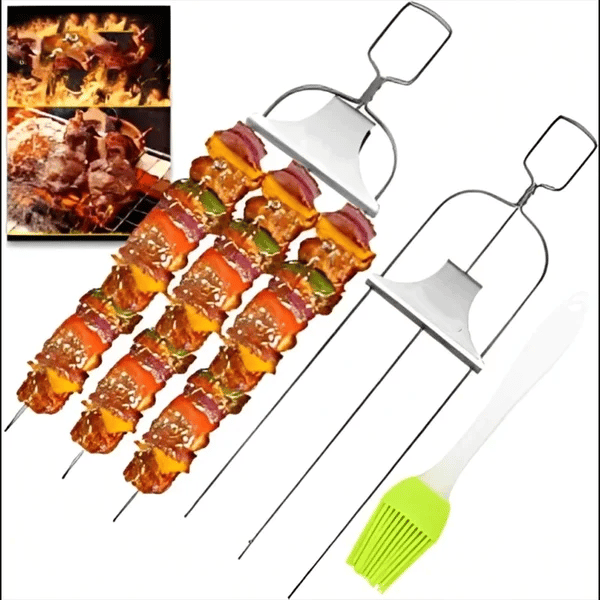 BBQ Skewer Set Double-Pronged Stainless Steel Set of 3