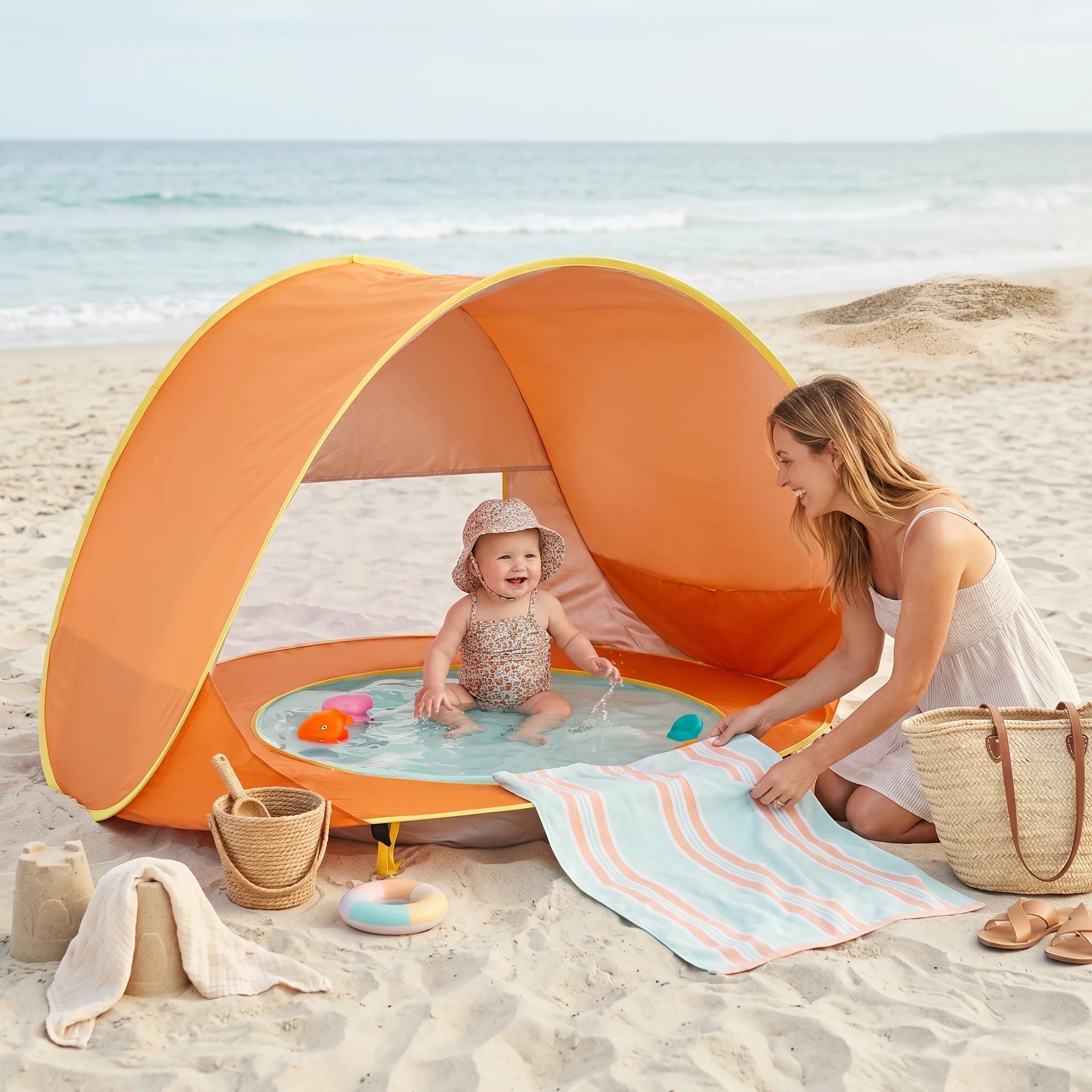 Baby Beach Tent Pop-Up UPF 50 Built-In Pool