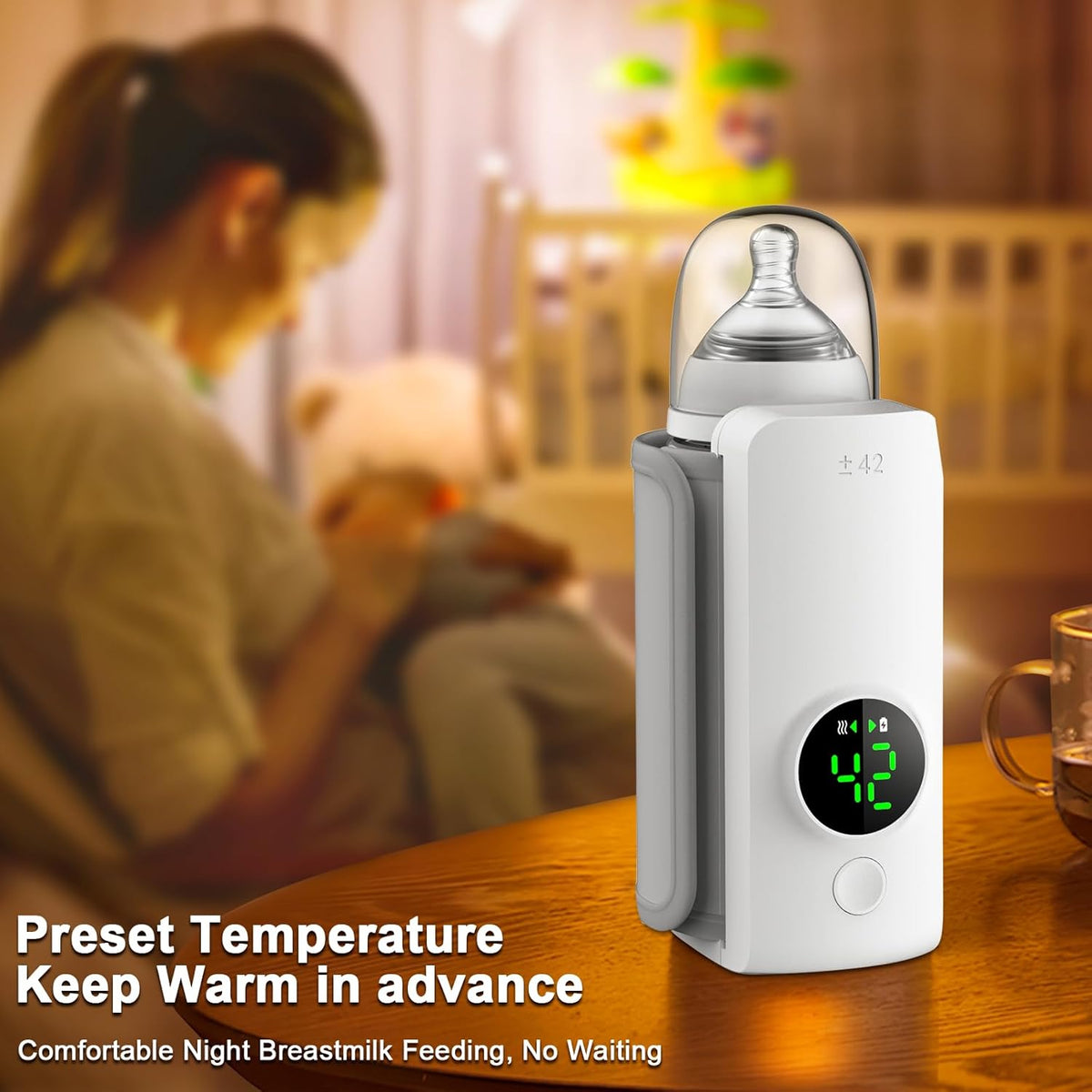 Baby Bottle Warmer Portable Automatic Temperature Control USB Rechargeable