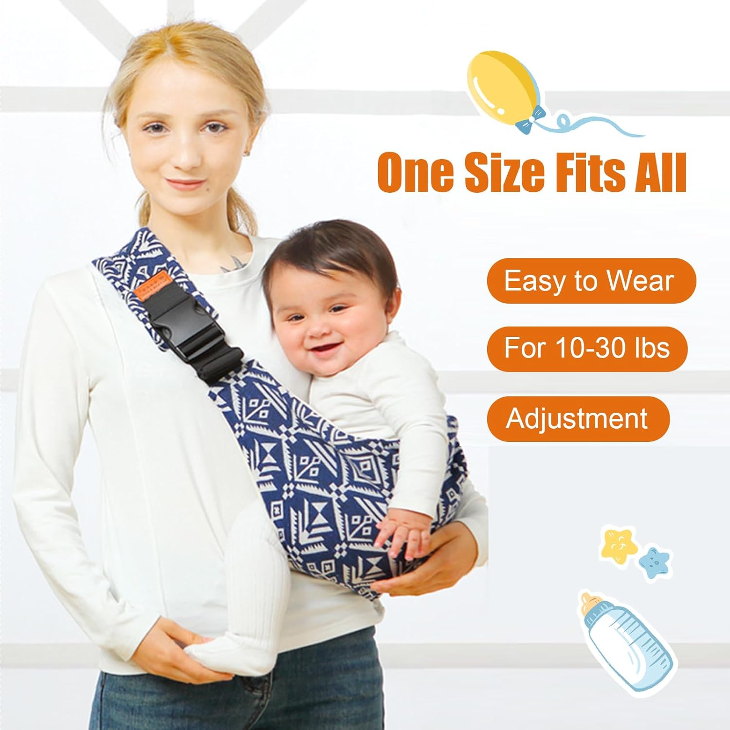 Baby Carrier Ergonomic Posture Support Adjustable Buckle Cotton Blend