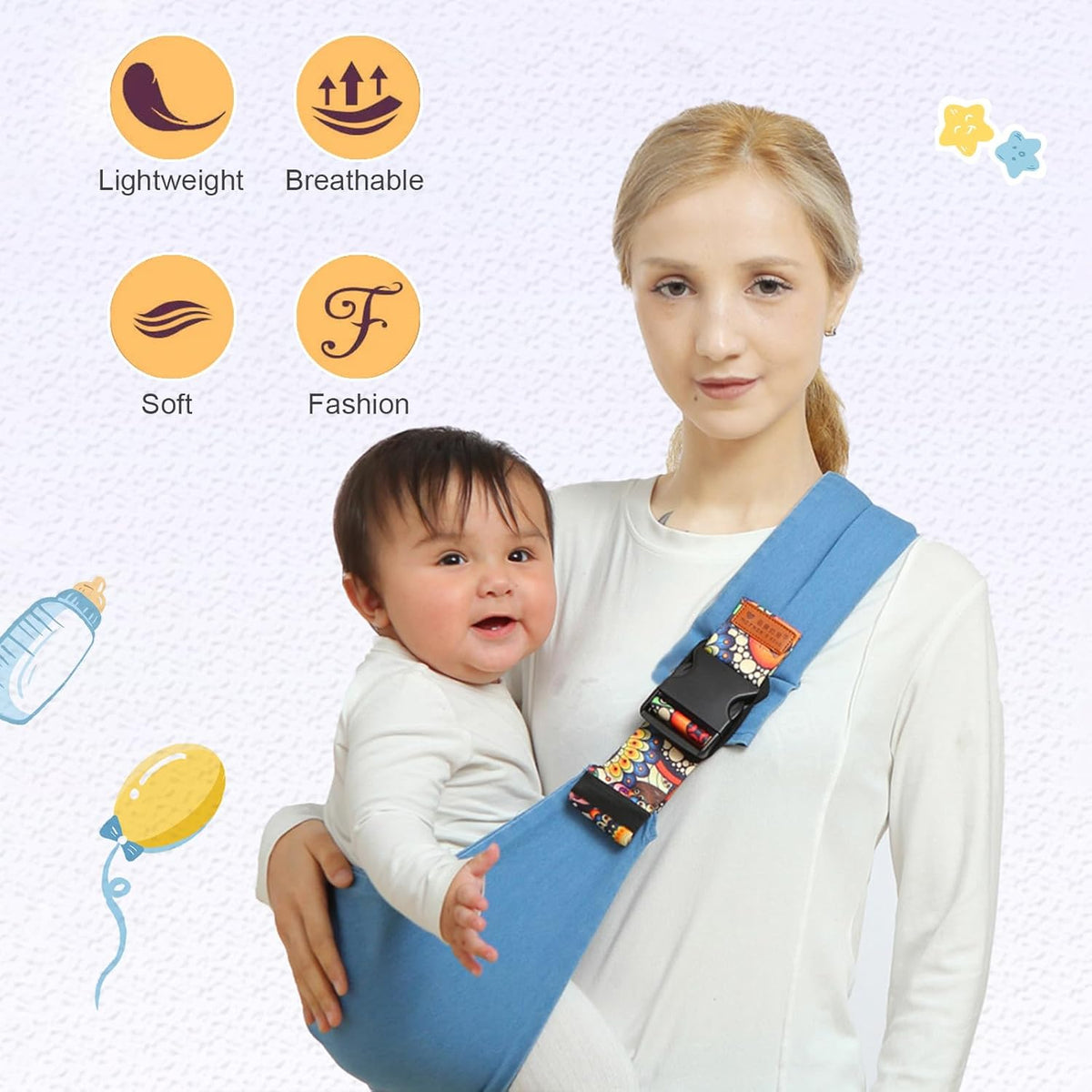 Baby Carrier Ergonomic Posture Support Adjustable Buckle Cotton Blend