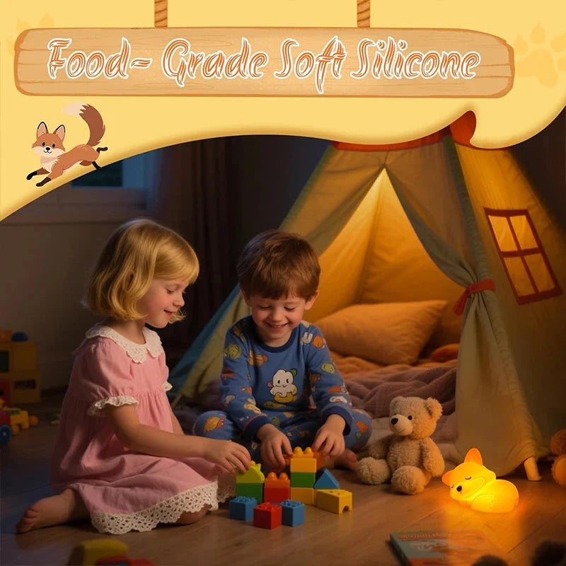 Baby Night Light Fox Silicone Rechargeable 15-Hour Battery