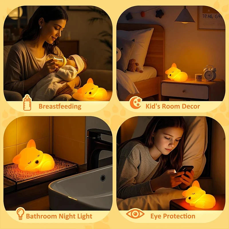 Baby Night Light Fox Silicone Rechargeable 15-Hour Battery