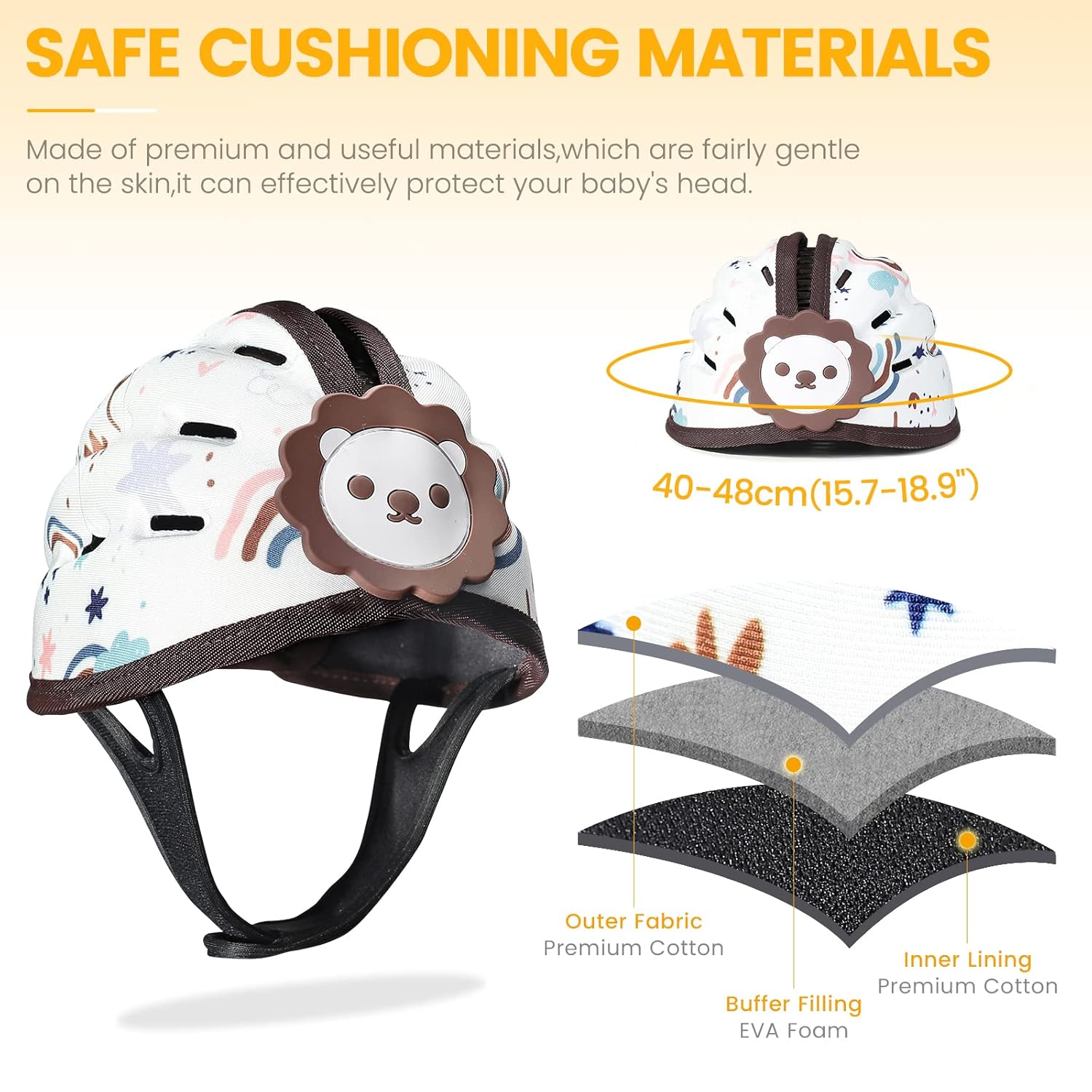 Baby Safety Helmet 360-Degree Breathable Adjustable Strap