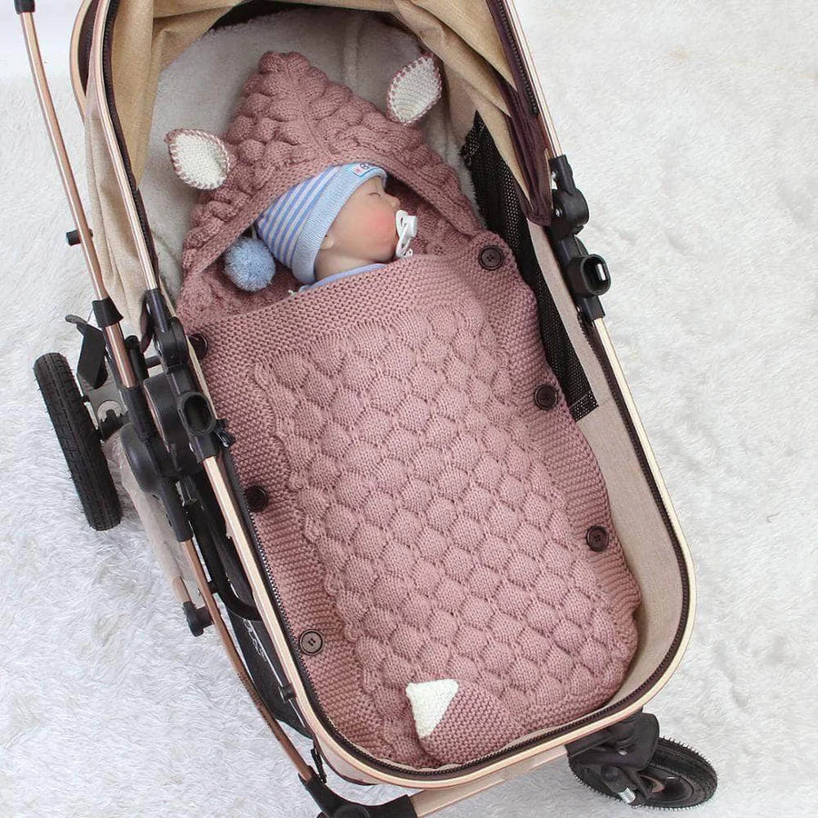 Baby Sleeping Bag Knitted Polyester-Cotton Ears & Tail