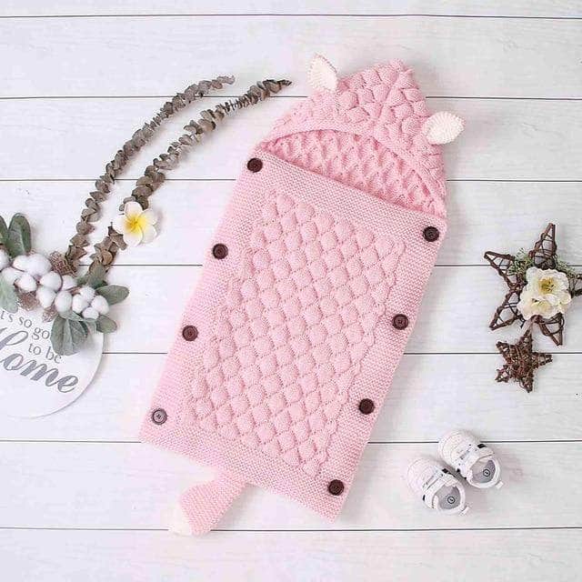 Baby Sleeping Bag Knitted Polyester-Cotton Ears & Tail