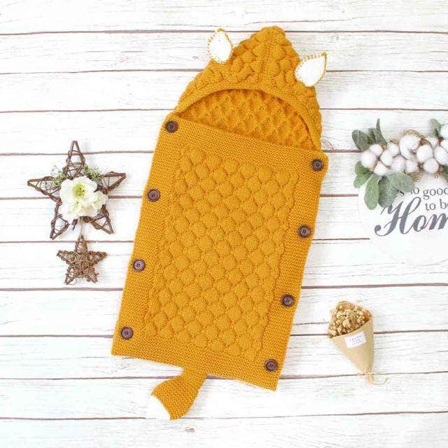 Baby Sleeping Bag Knitted Polyester-Cotton Ears & Tail