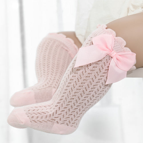 Baby Socks Eyelet Knit Soft Cotton Long Fit